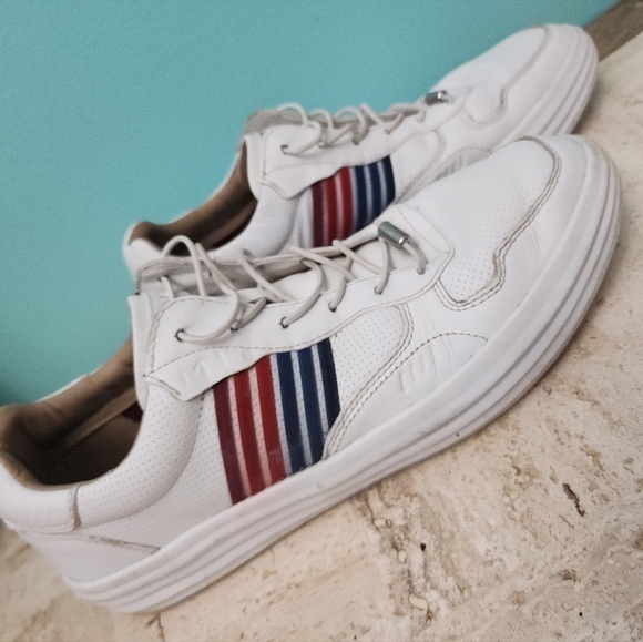Skechers Mark Nason Leather Comfort Sneaker Color Stripes Casual Low Top Size 11 - Picture 1 of 12
